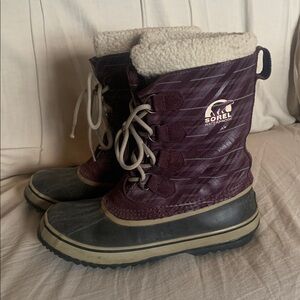 SOREL Mulberry PAC Women Size 11 Purple Leather Winter Snow Boot Lace NL1494207